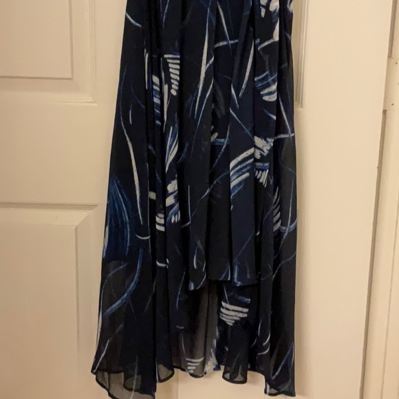 DKNY Blue/Black Wrap Sundress Sleeveless V-neck! High-Low Hemline! - Picture 3 of 8